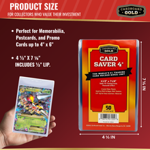 Load image into Gallery viewer, Card Saver 4 - 1000ct Semi-Rigid Card Holders 4 1/2 x 7 1/8 Size with 1/2" Lip
