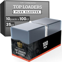 Load image into Gallery viewer, Max Pro 35pt Toploaders / Soft Sleeves Combo Pack - 1000ct Case (10 packs)
