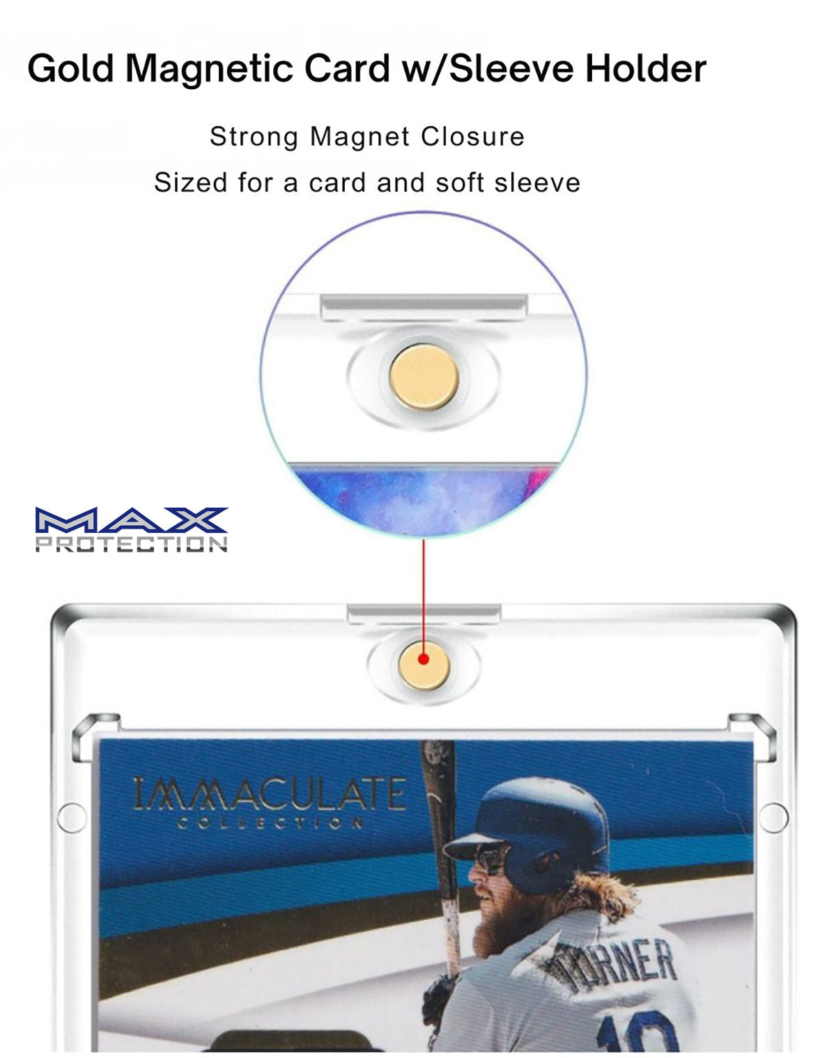 sports card sleeve sizes Max Pro Ultra Clear Magnetic Card Holder 180pt w/Sleeve Size